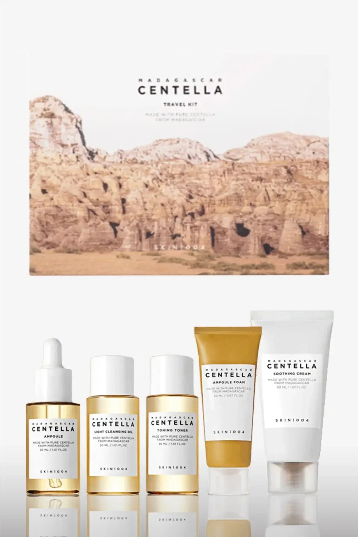 SKIN1004 Centella Travel Kit tamaño mini ideal para probar rutina calmante coreana