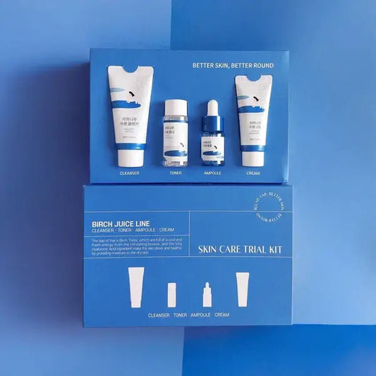 Kit de cuidado facial coreano Round Lab Birch Juice Trial Kit con savia de abedul para todo tipo de piel